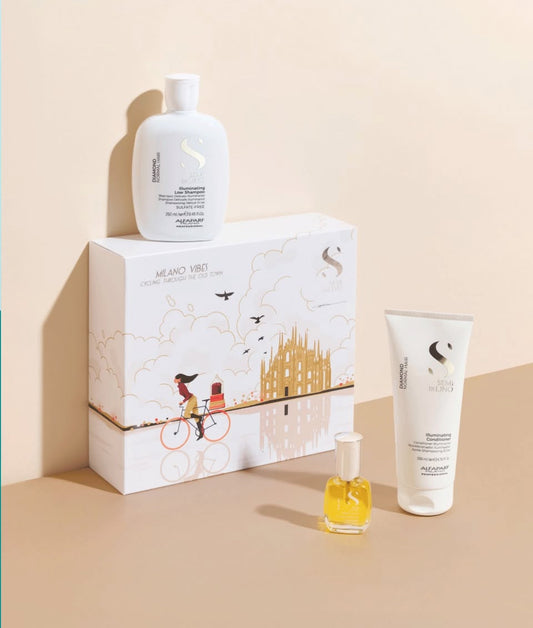 Cosmetic set with bottles and a box on a beige background