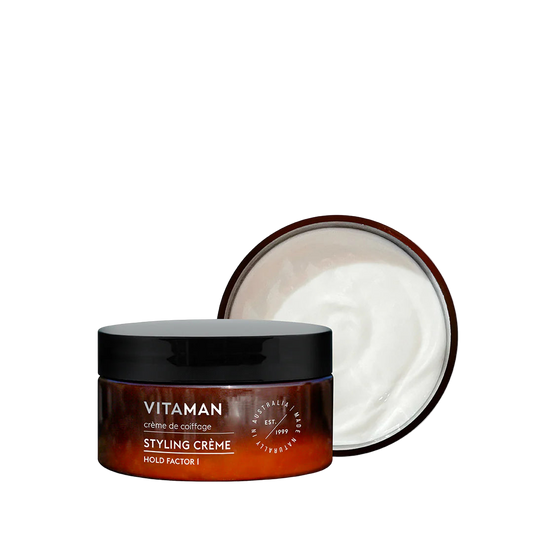 Vitaman styling crème jar with open lid