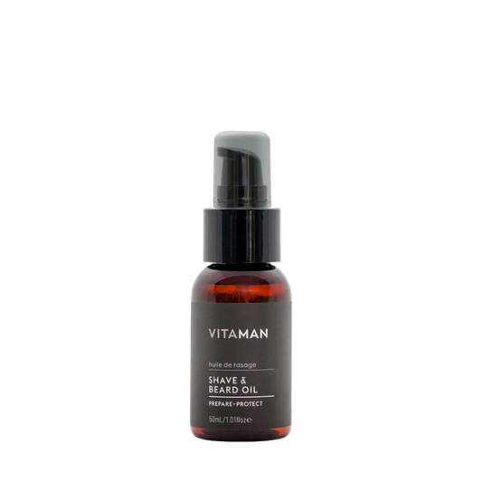 Vitaman shave and beard oil bottle
