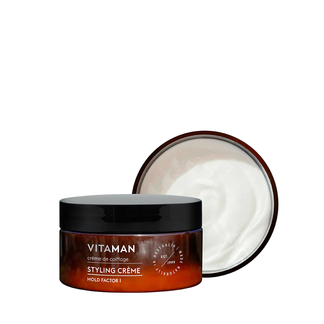 Vitaman styling crème jar with open lid