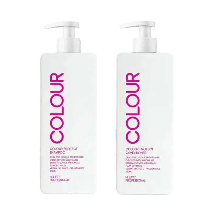 Two bottles of Colour Protect Shampoo and Conditioner on a white background