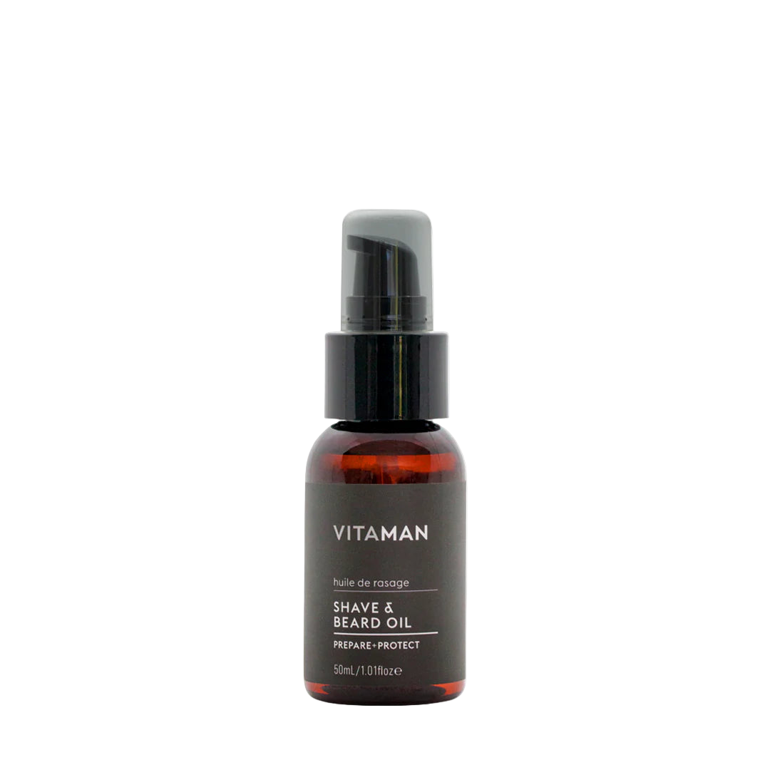 Vitaman shave and beard oil bottle 