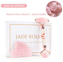 Load image into Gallery viewer, Natural Rose Quartz Jade Roller Gua Sha Set
