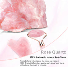 Load image into Gallery viewer, Natural Rose Quartz Jade Roller Gua Sha Set
